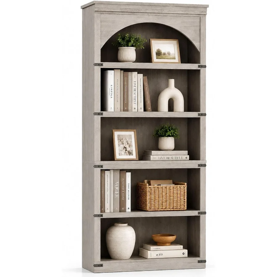 خزانة كتب مقوسة بتصميم ريفي، 6 - مراجعة Bookshelf وسعره